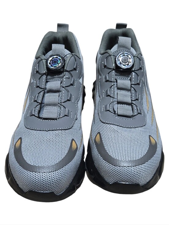 9KSAFETYJB Other - Men's Work Grey Mesh Sneakers Dial Lacing Solid Toe Safety Steel Toe Sneakers